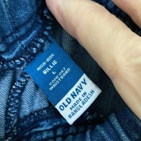 Old Navy Womens Casual Pull On Pleated Jeans Size Large Medium Wash Straight Leg - Picture 2 of 12